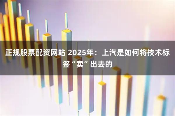 正规股票配资网站 2025年：上汽是如何将技术标签“卖”出去的